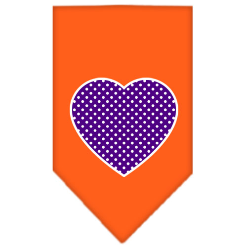 Purple Swiss Dot Heart Screen Print Bandana Orange Large